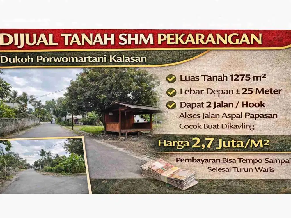 Dijual Tanah SHM Purwomartani Kalasan Hook Cocok Kavling