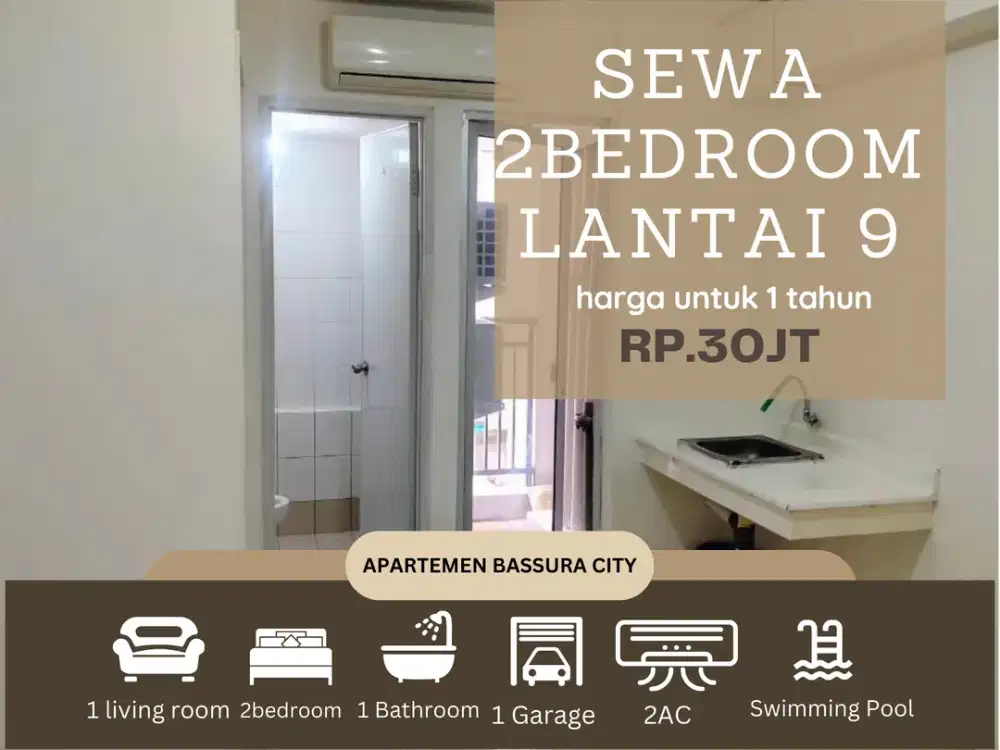 sewa 2 kamar kosongan samping mall lantai 9 apartemen bassura city