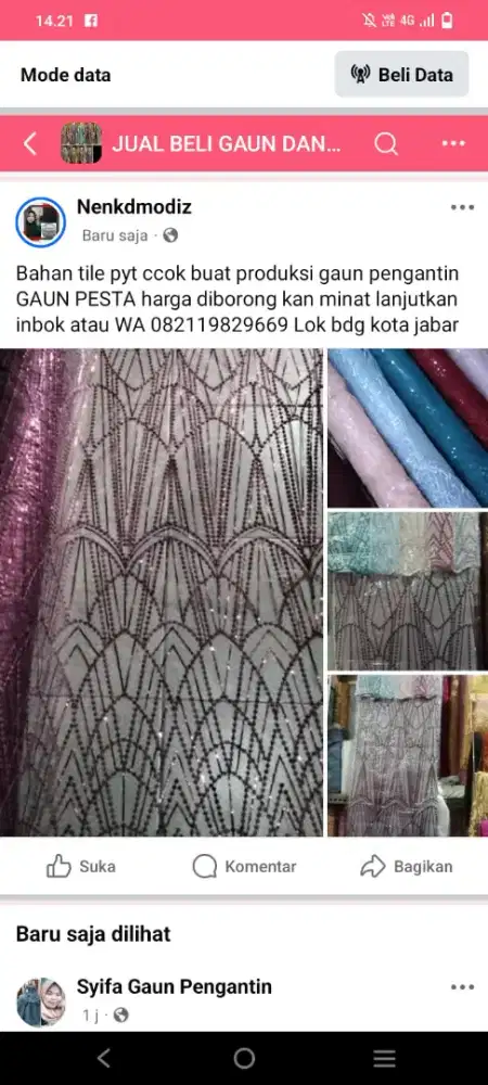 Bahan tile pyt ccok buat produksi gaun pengantin GAUN PESTA