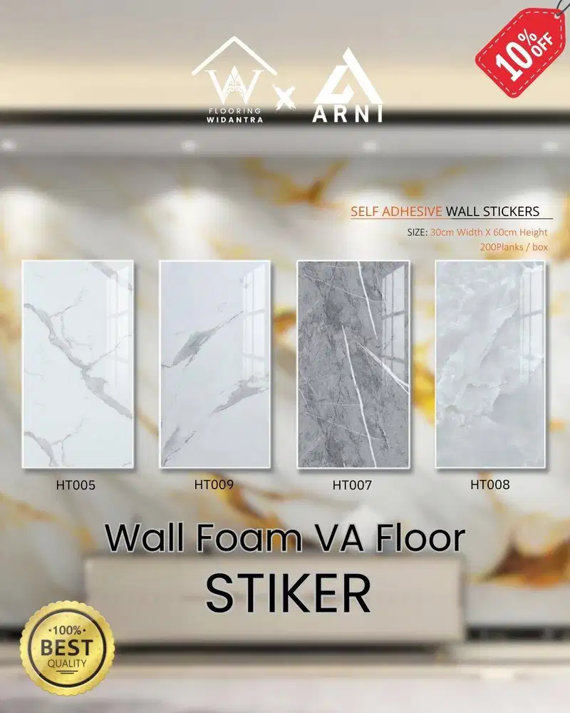 Wallpaper Dinding Motif Marble Foam Sticker VA FLOOR 60x30cm