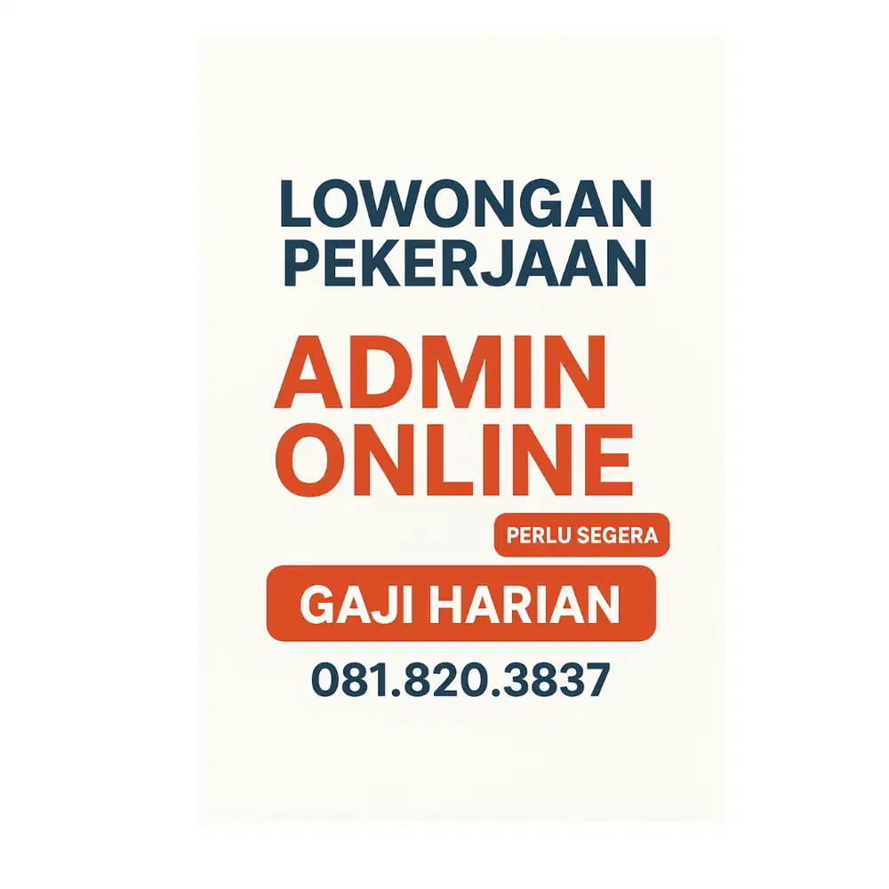 Dicari segera: Admin Online Shop, Wanita, Pendidikan SMK Akuntasi