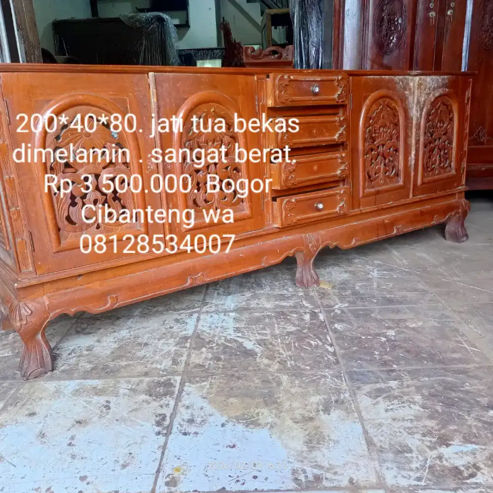 Lemari bufet tv jati antik tua bekas Bogor Cibanteng langka vintage