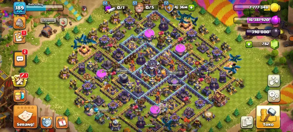 Akun coc th 15 hampir max sisa tembok aja sama hero . Hero progres max