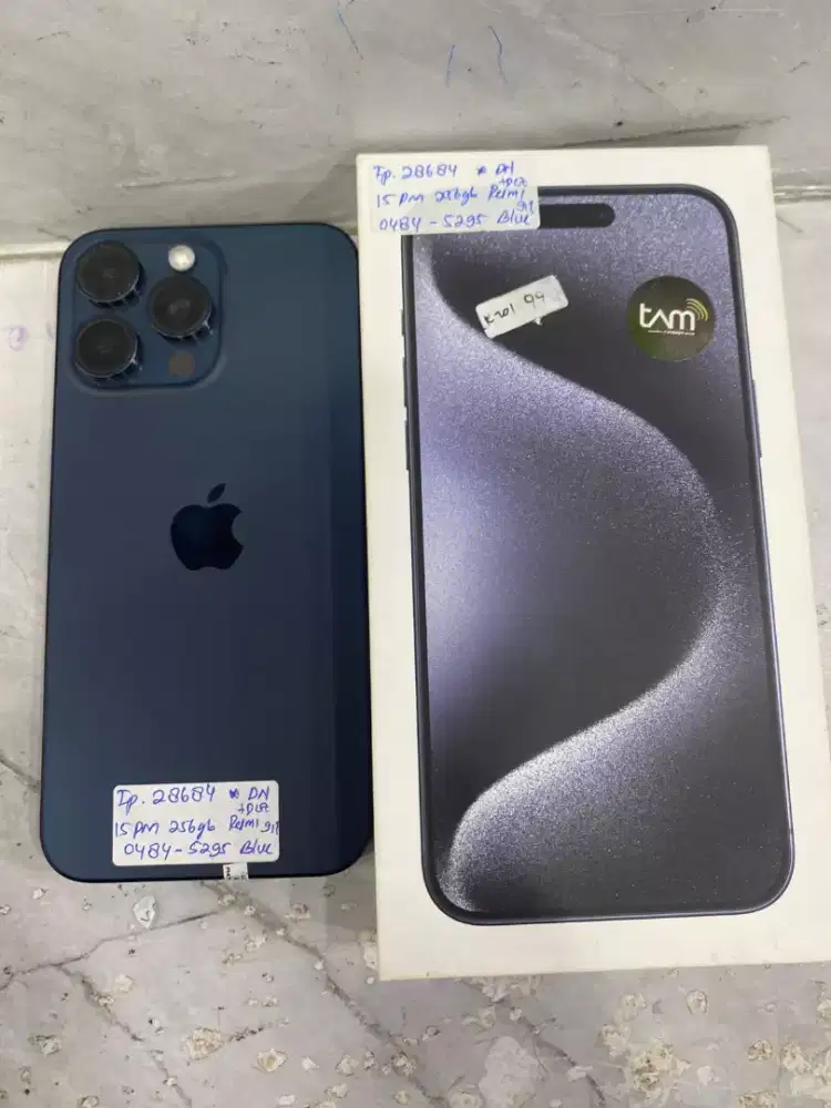 Di Jual hp IPHONE 15 PRO MAX warna BLUE TITANIUM 256GB