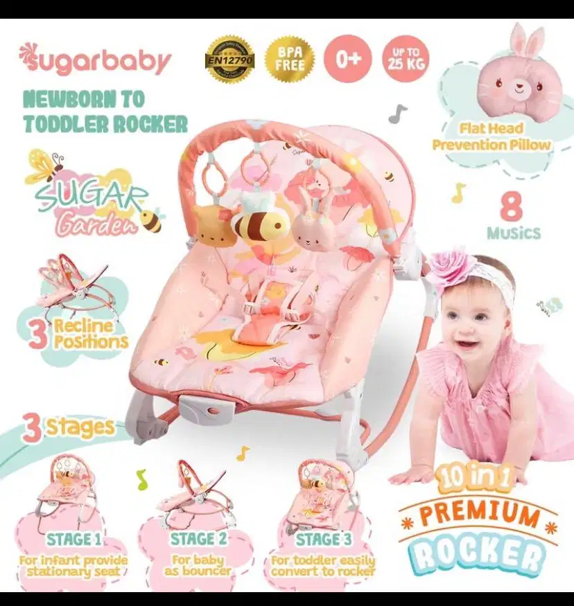 Sugar baby bouncer bayi 10 in 1 premium