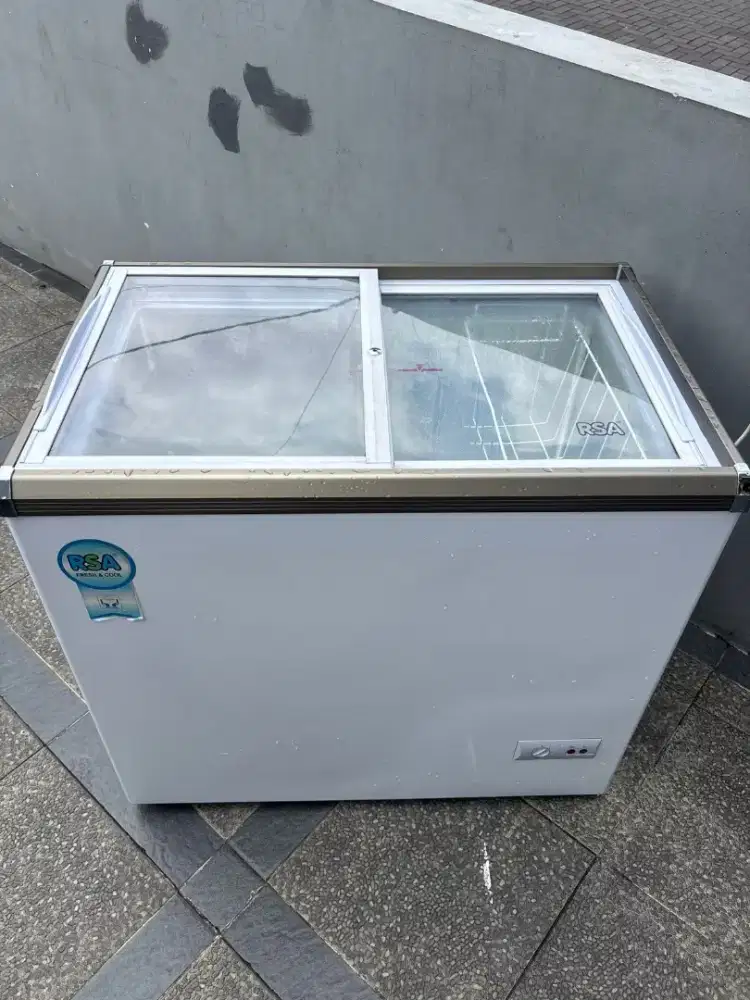Freezer sliding glass RSA 200 liter ori segel beku normal