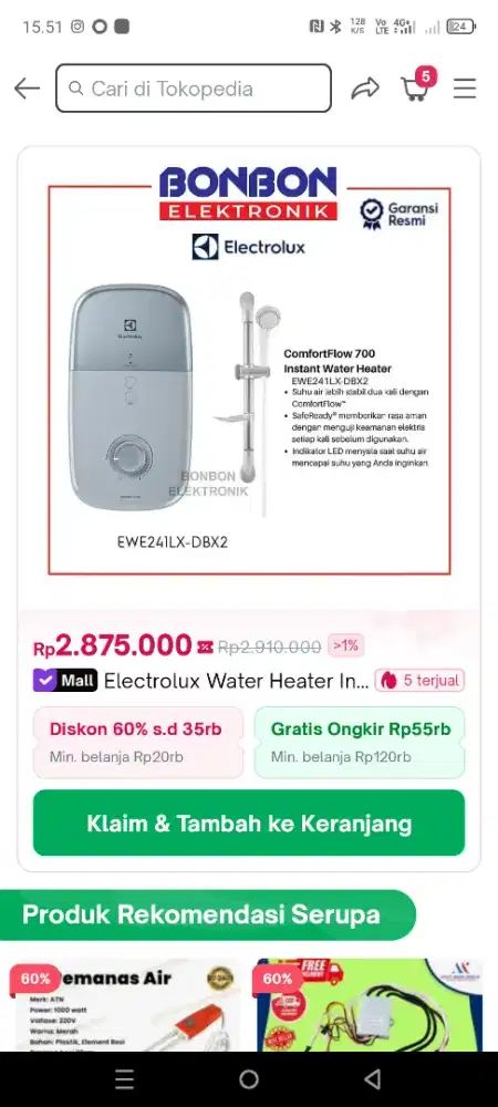 water heater masih baru