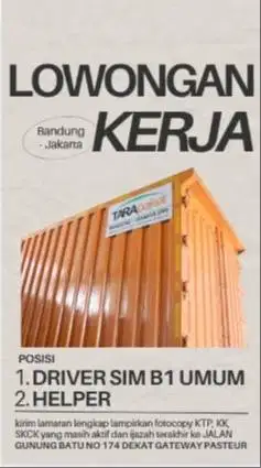 LOWONGAN KERJA EKSPEDISI BANDUNG JAKARTA