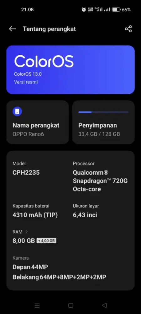 Oppo reno 6 nfc 8/128