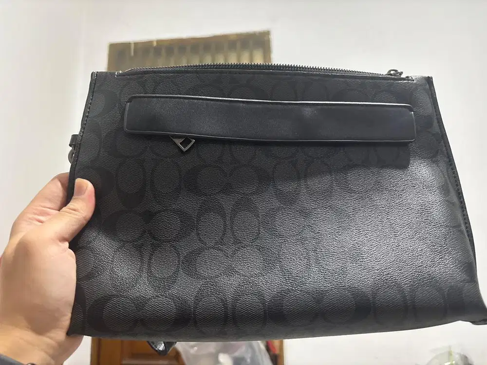 Coach Carryall Pouch Clutch Charcoal