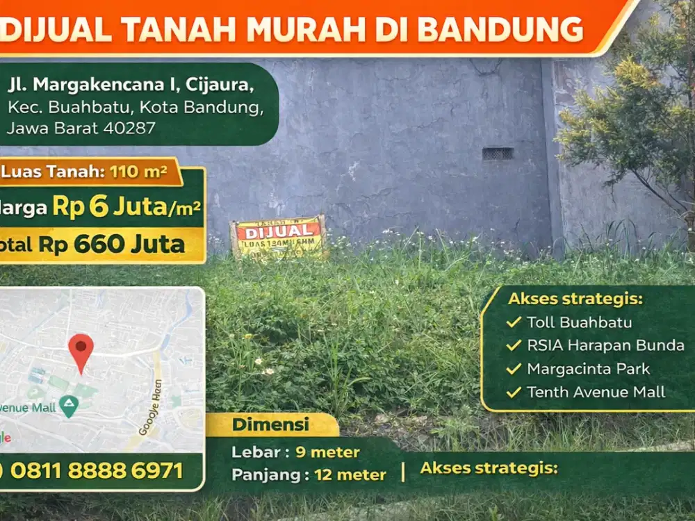 TANAH STRATEGIS BUAHBATU – SHM – 110 m² – DEKAT TOL!