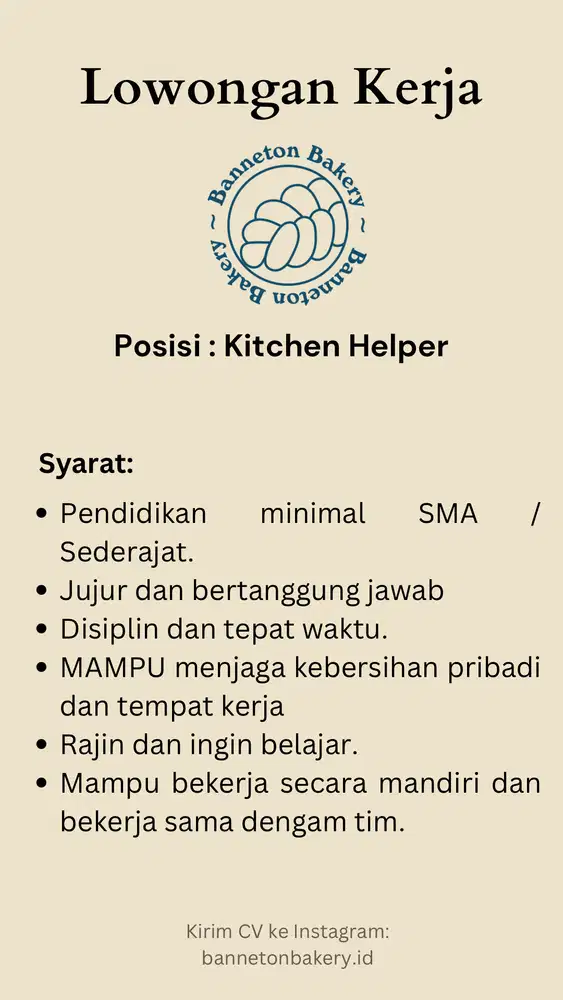 Helper produksi roti dan SPG toko roti