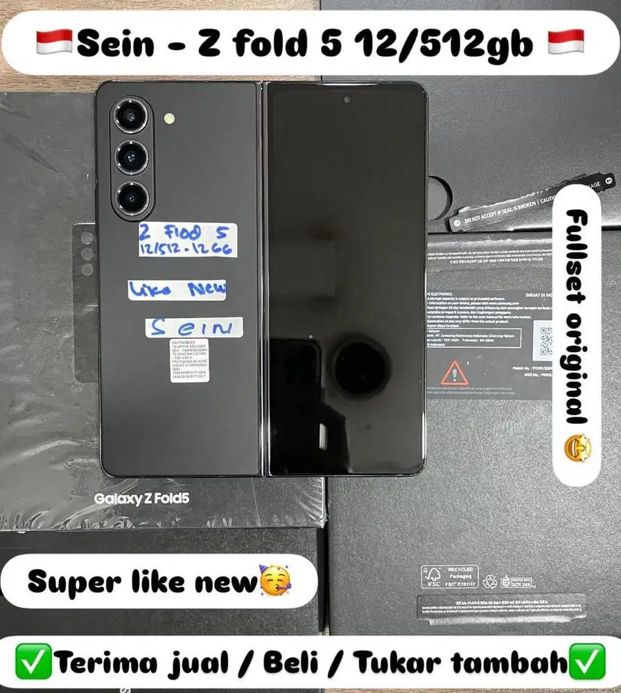 Samsung Zfold 5 12/512 Gb Black Resmi Sein Fullset Original