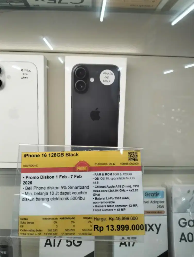 Credit iPhone 16 128GB cicilan bunga mulai 0% gratis hingga 2xcicilan