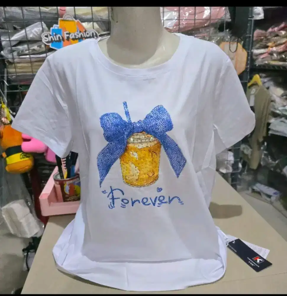 Atasan Blouse White Cup Tee