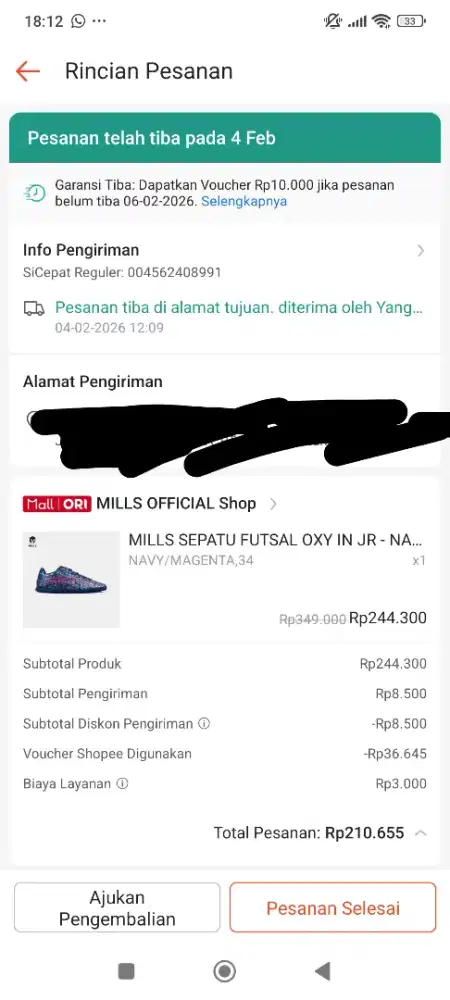 JUAL RUGI SALAH NOMOR SEPATU FUTSAL ANAK MILLS