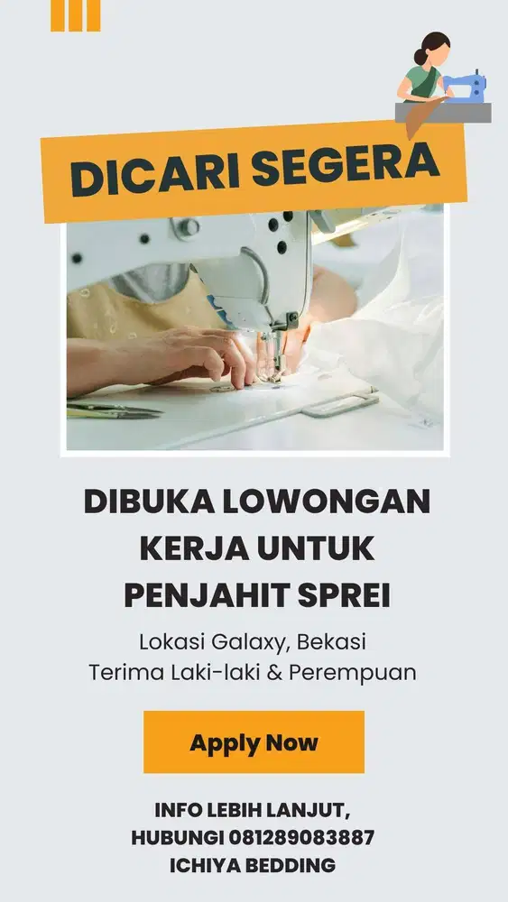 DICARI SEGERA PENJAHIT SPREI