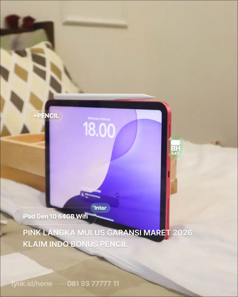 iPad Gen 10 64GB PINK GRS MAR 26 BH 94% MULUS BONUS PENCIL TERMURAH