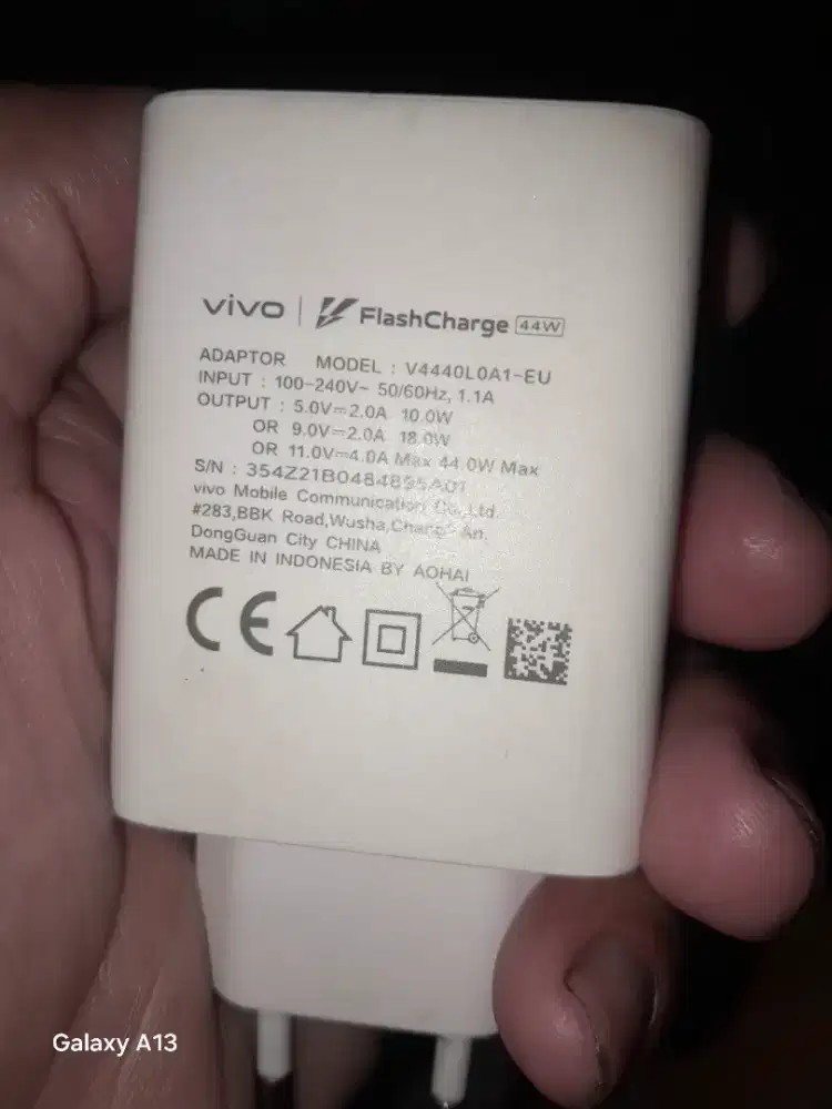 Charger vivo 44watt original fast charging