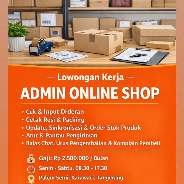 Lowongan Admin Packing online shop karawaci pengalaman