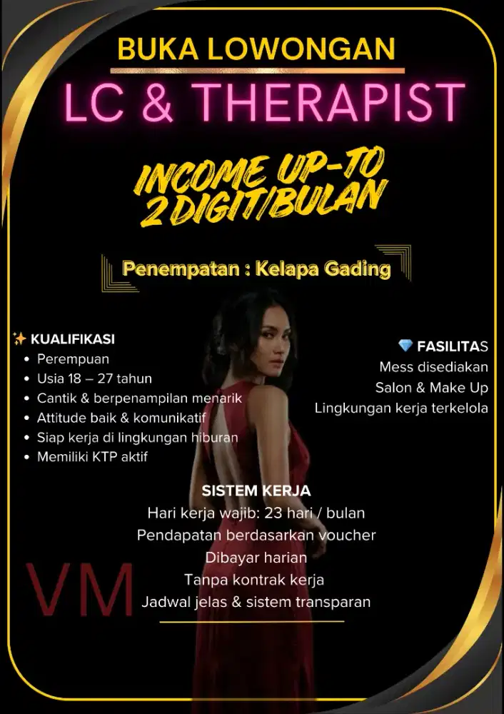 Lowongan Kerja Wanita Ladies LC KTV Club Lounge SPA Gaji Tinggi Harian