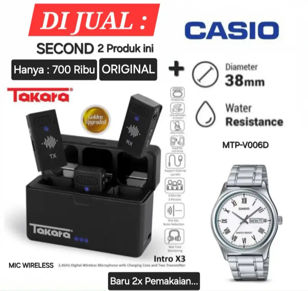 MIC WIRELESS TAKARA INTRO X3 + JAM CASIO (BOTH ORIGINAL)