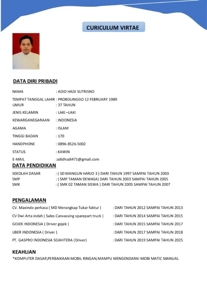 Cari lowongan pekerjaan Driver pribadi atau pengiriman