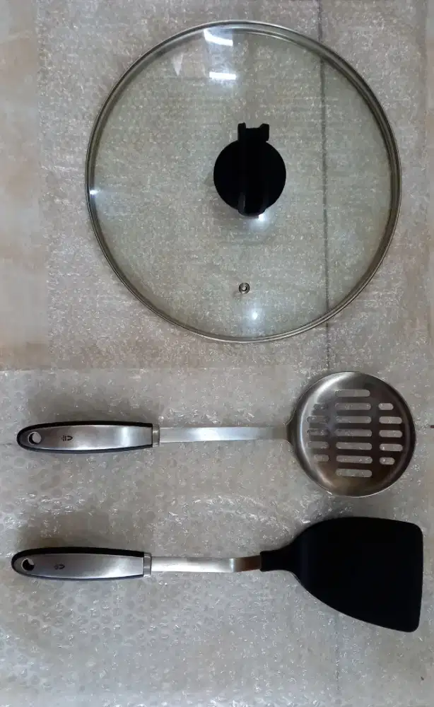 Tutup Panci Kaca, Spatula (Sutil) dan Saringan Tirisan Royal VKB