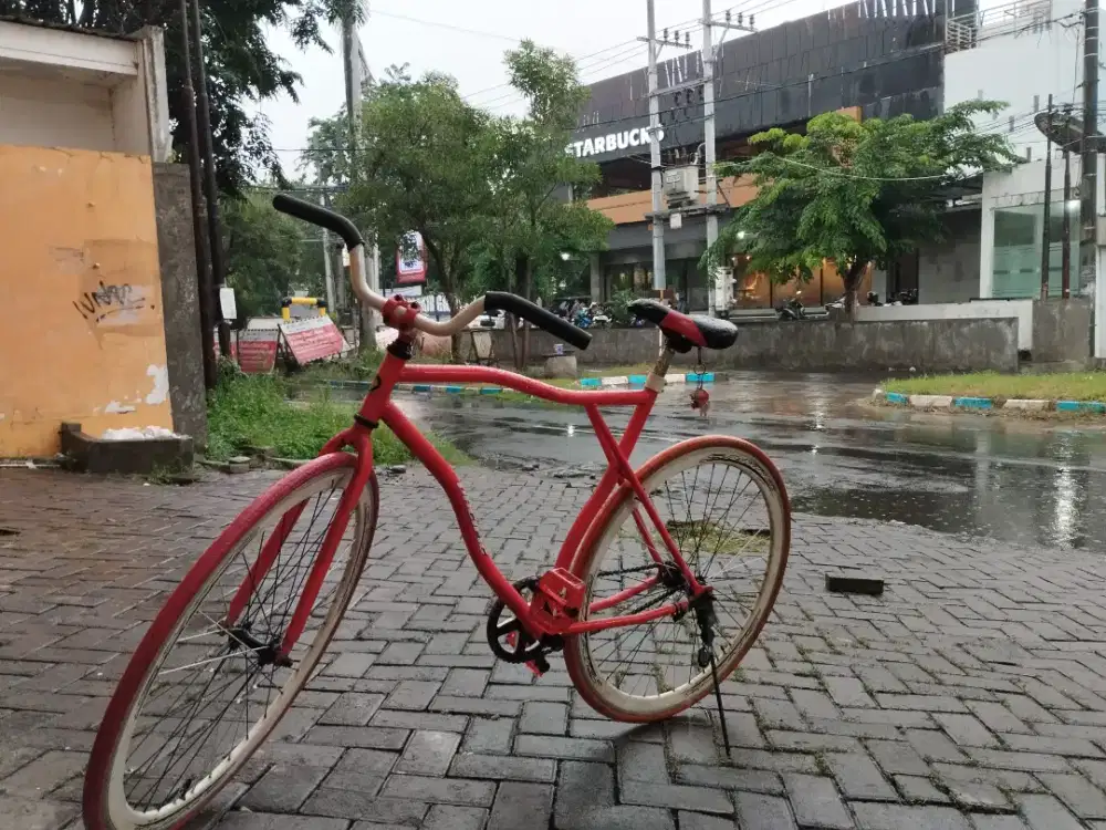 sepeda fixie merah pacific