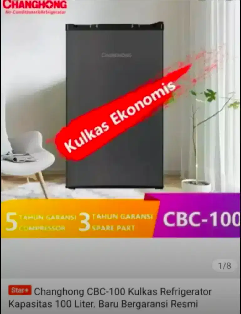 Kulkas Changhong CBC 100 Hitam
