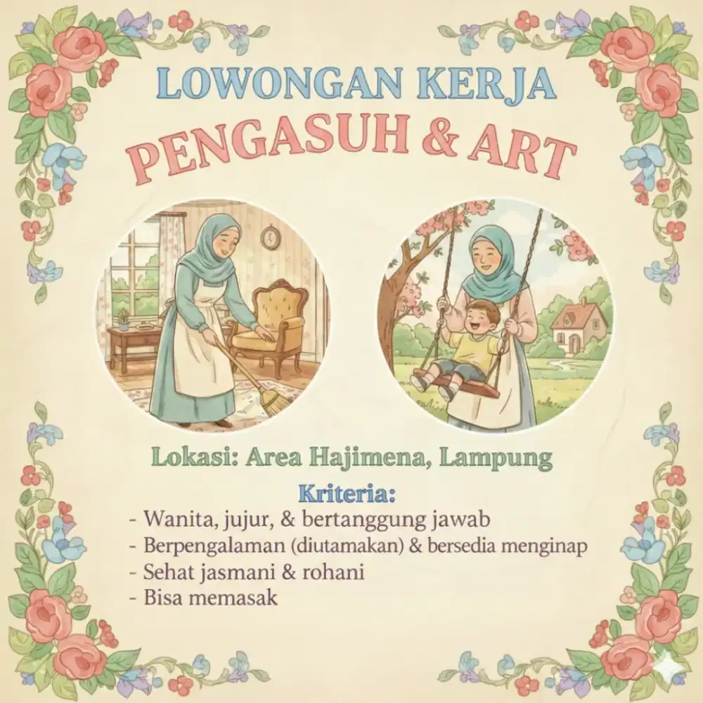 LOWONGAN KERJA PENGASUH

& ART