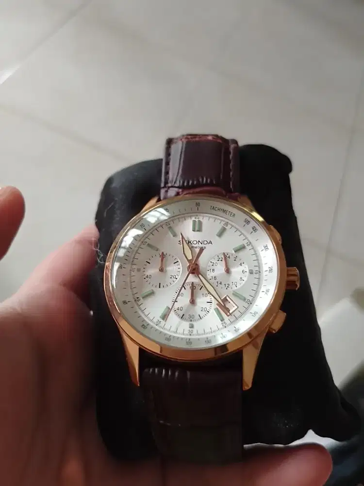 Sekonda Men's Chronograph Watch with Brown Leather Strap 3847 lengkap