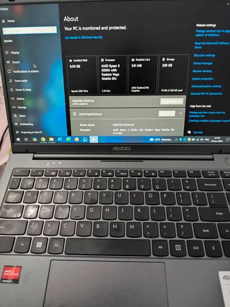 LAPTOP AXIOO HYPE 5 X3 8/256 SSD THUNDERBOLT TT BT MOTOR ATAU HP IP AN