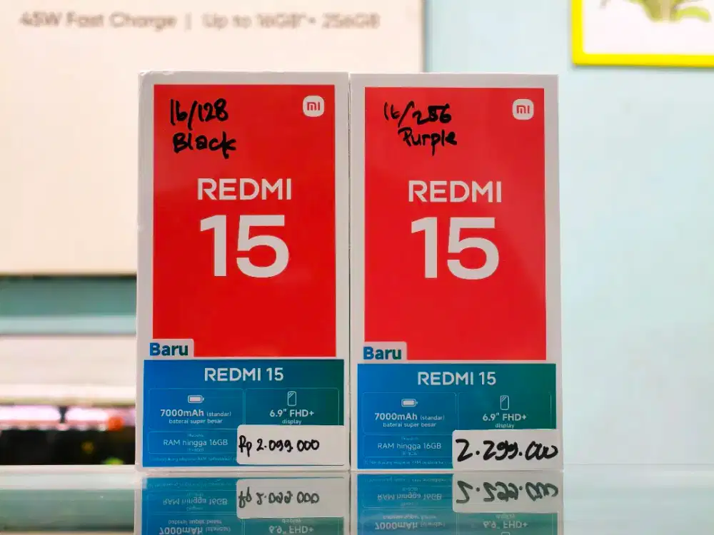 REDMI 15 8/256 NEW SEGEL PROMO TERMURAH GARANSI RESMI 15 BULAN