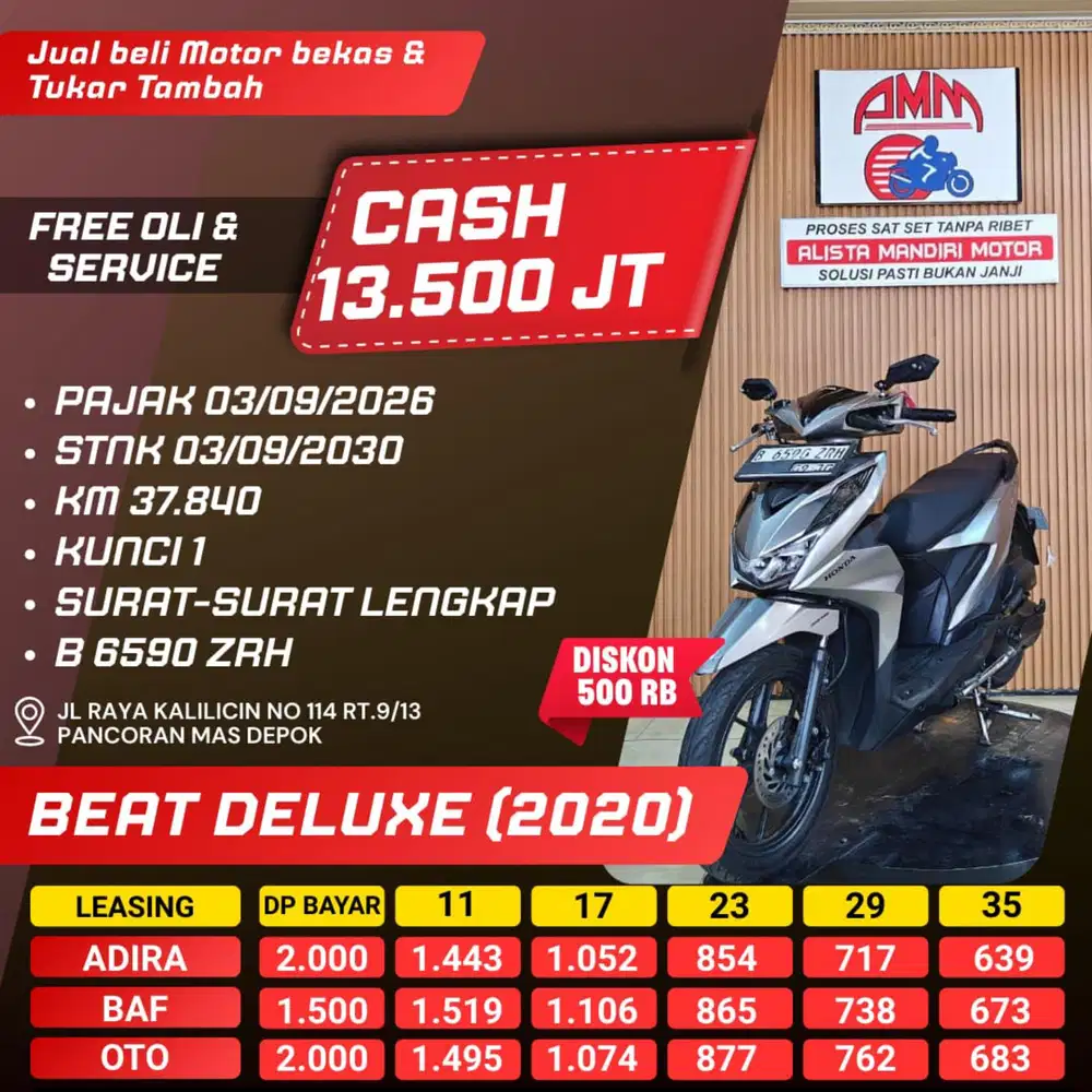 HONDA BEAT DELUXE 2020 ISTIMEWA SURAT2 KOMPLIT PAJAK ON