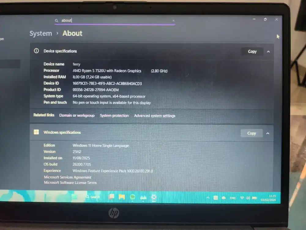 Hp 245 G10 amd ryzen 5 7530U