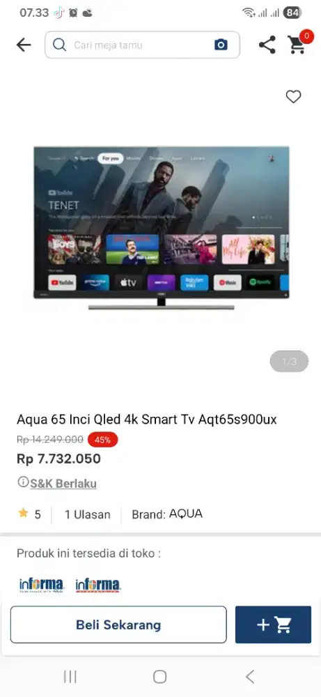 Aqua 65 inci qled 4k smart tv aqt65s900