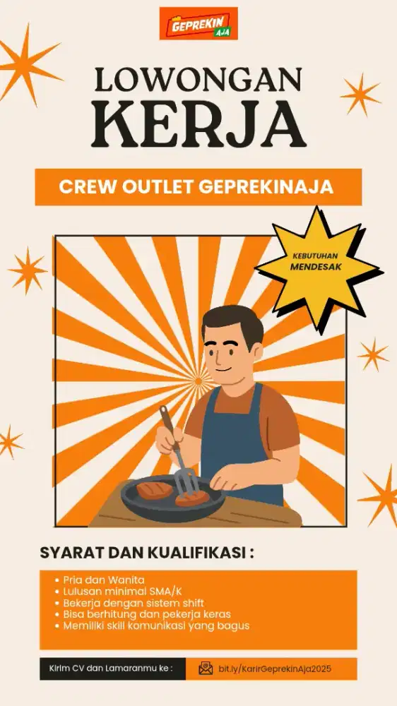 Dicari Crew Outlet Geprekinaja