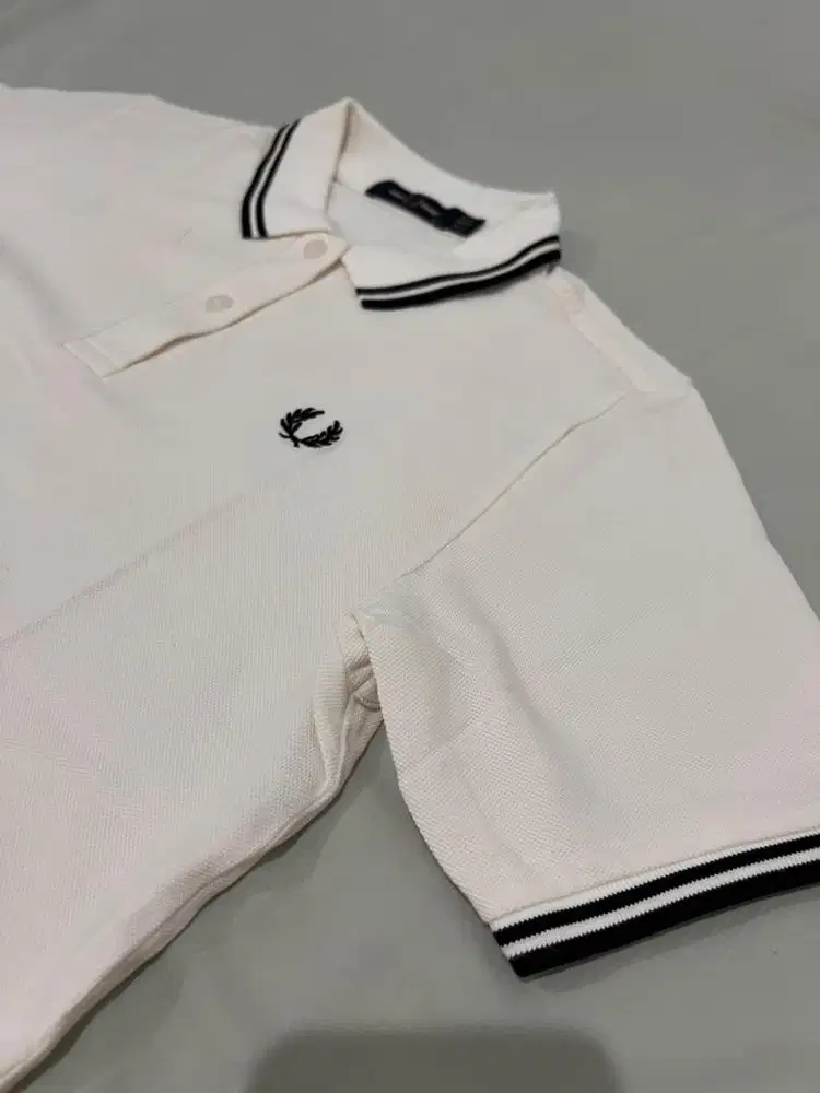 Fred Perry Polo White Twin Tipped Original Women Size UK 6 Excellent