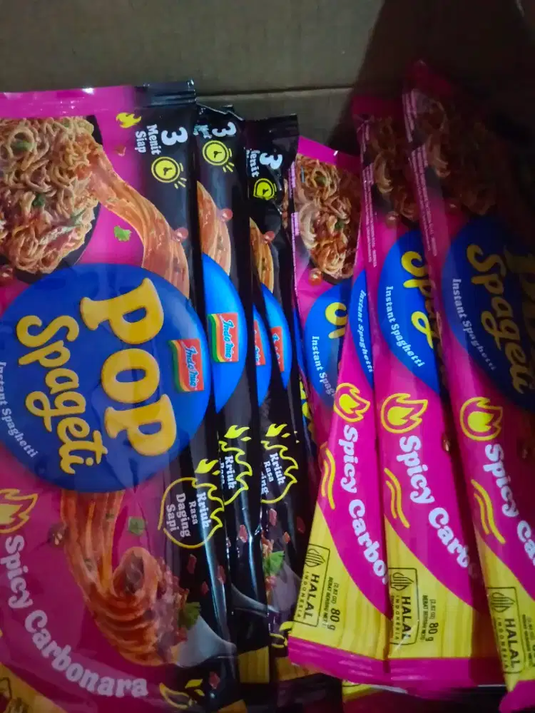 Indomie pop spaghetti spicy carbonara