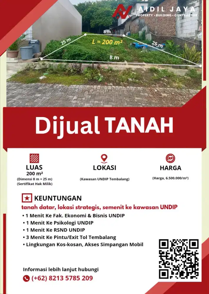Tanah Murah Ring 1 UNDIP Dekat Fakultas Ekonomi