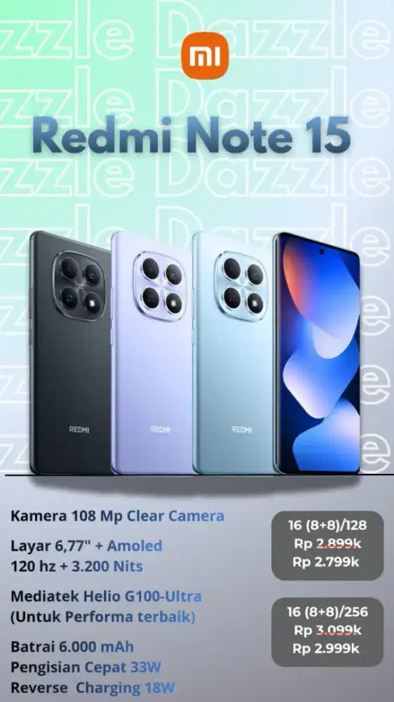 REDMI NOTE 15 NEW ARRIVAL 8/128 8/256 PROMO HANDPHONE TERMURAHDIJOGJA