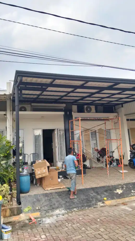 Kanopi alderon double layer kombinasi list profil talang air