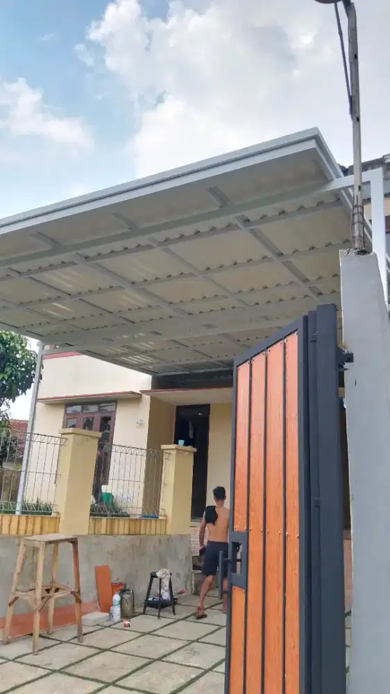 Kanopi alderon double layer kombinasi list profil talang air