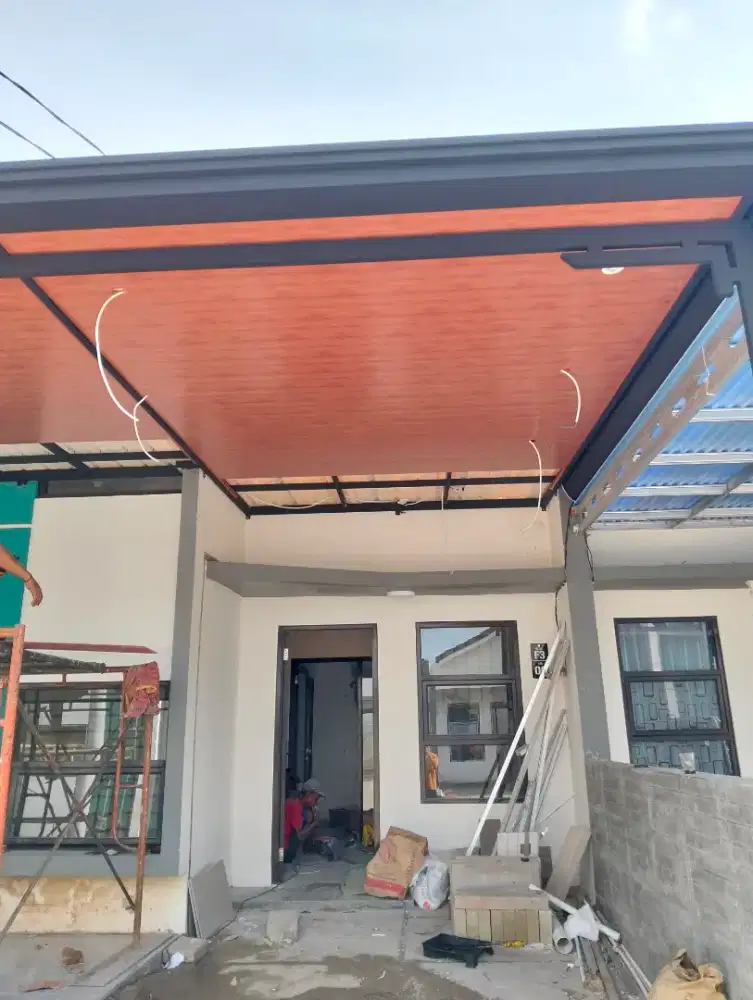 Kanopi alderon single layer+plafon pvc list profil talang air