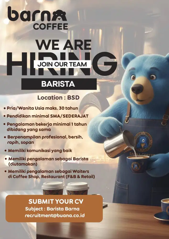 Lowongan Barista BSD Serpong