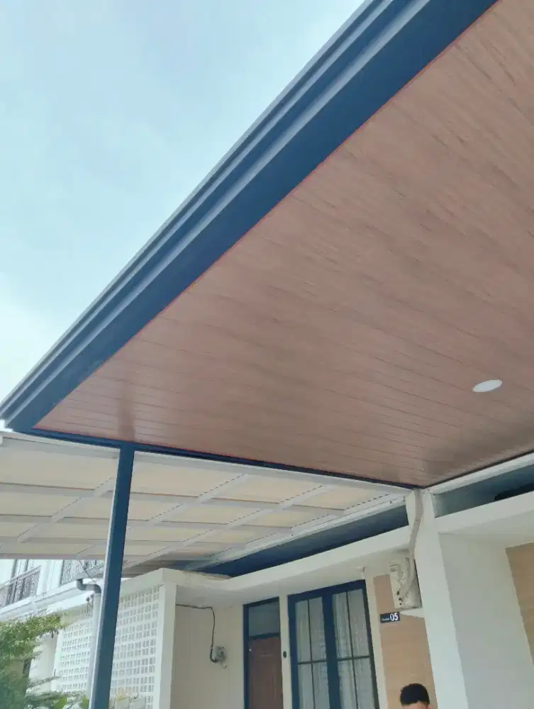 Kanopi alderon single layer+plafon pvc list profil talang air