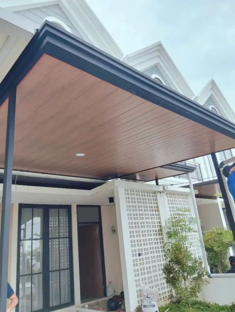 Kanopi alderon single layer+plafon pvc list profil talang air