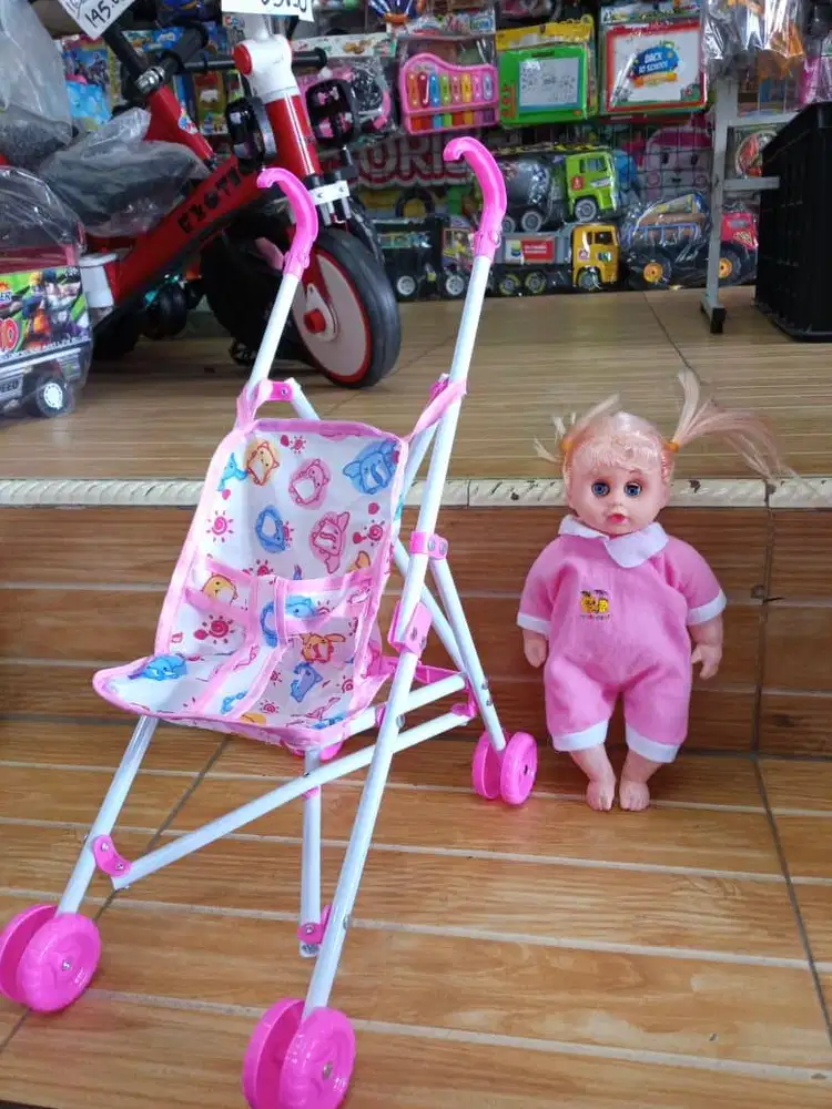 mainan anak bayi nangis set stroler