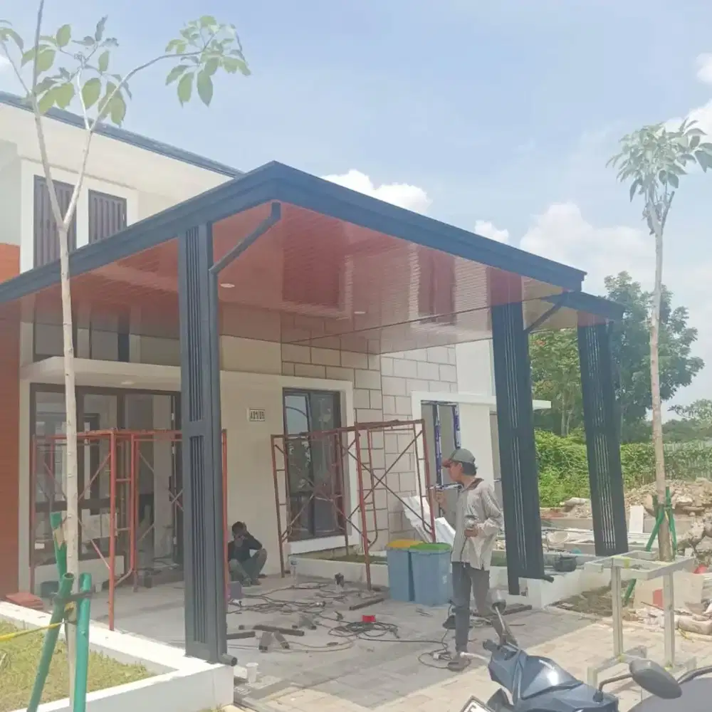 Kanopi alderon double layer+plafon pvc list profil talang air